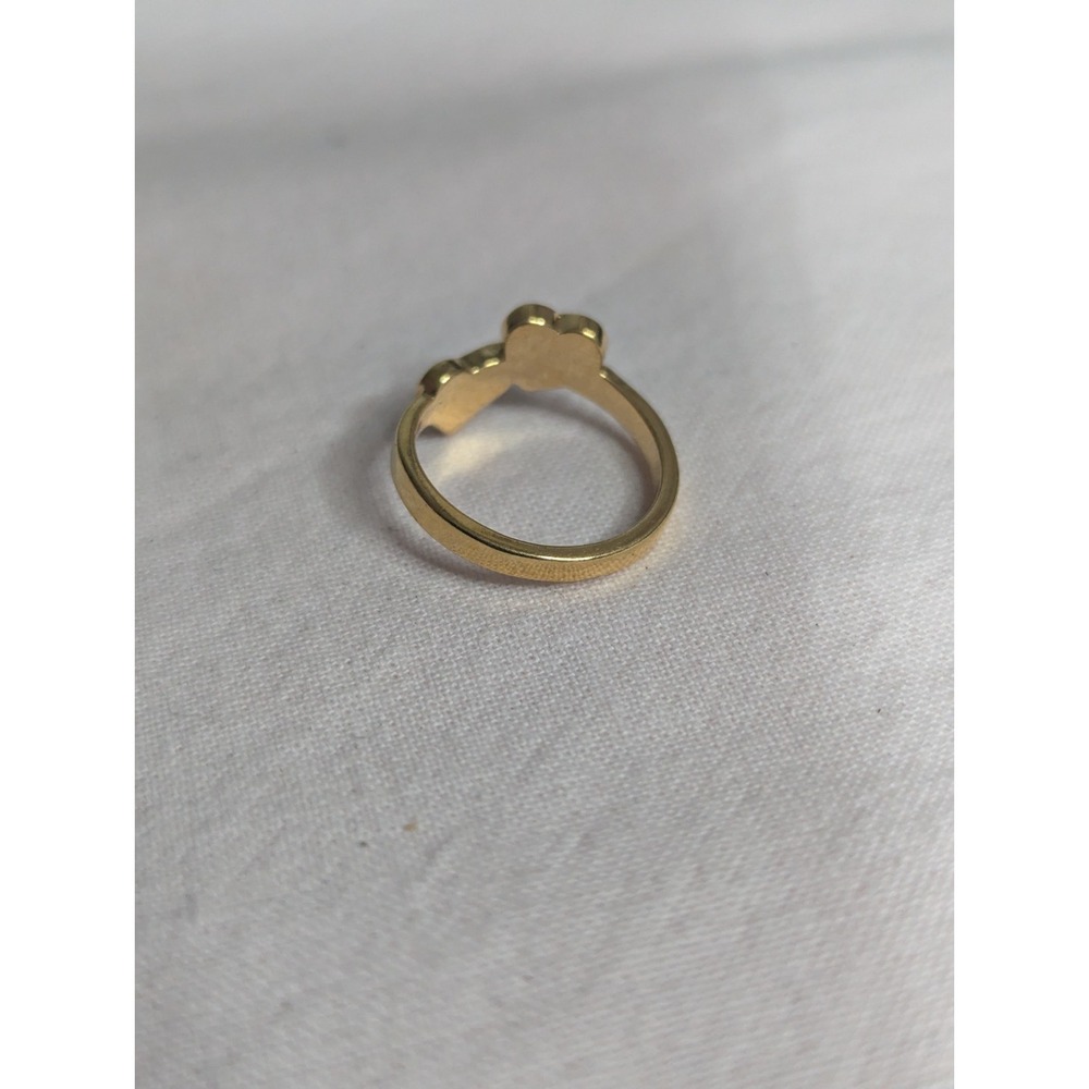 double Heart turquoise white inlay Womens‎ gold ring size 4 unisex mens - Picture 4 of 5